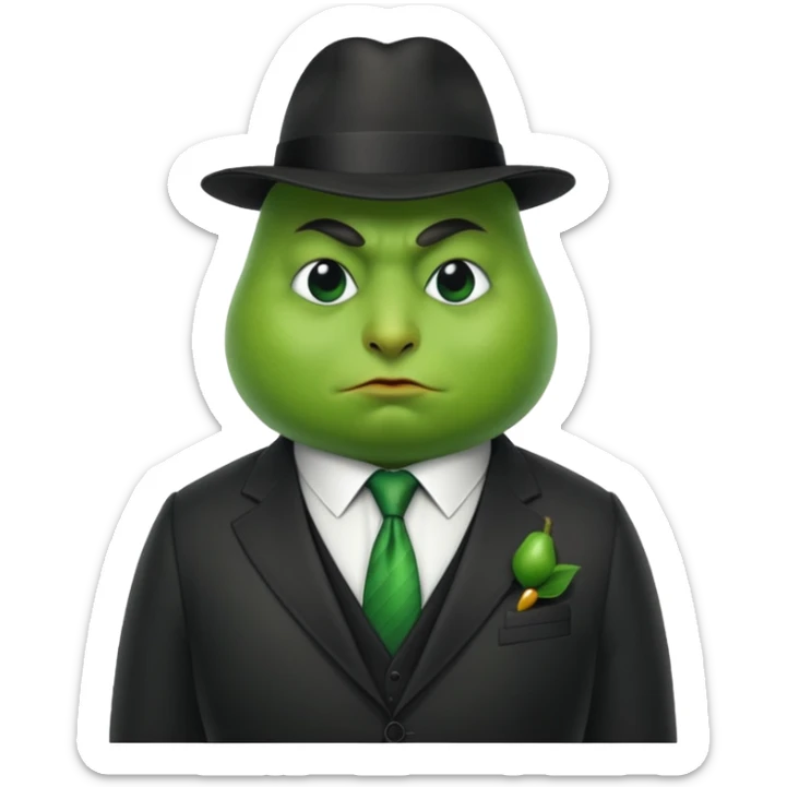 birne verkleidet als mafia boss mit geischt mann soll die brine erkennen  sticker