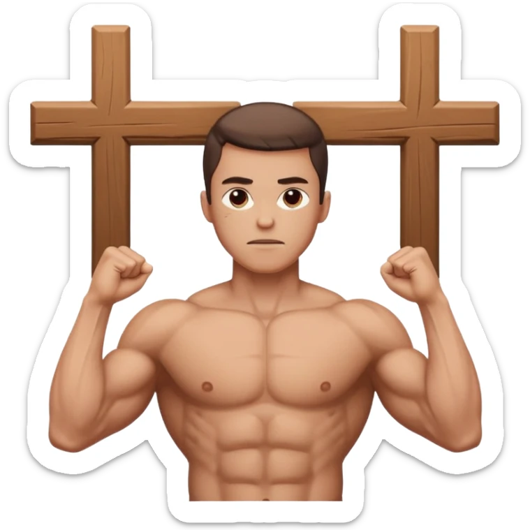 A person with the arms opened and extended forming a cross with their arms and body sticker