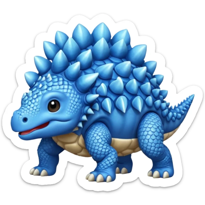 As un emoji de el dinosaurios ANQUILOSAURIO de perfil en color azul que sea bebe y tenga un efecto mas animado  sticker