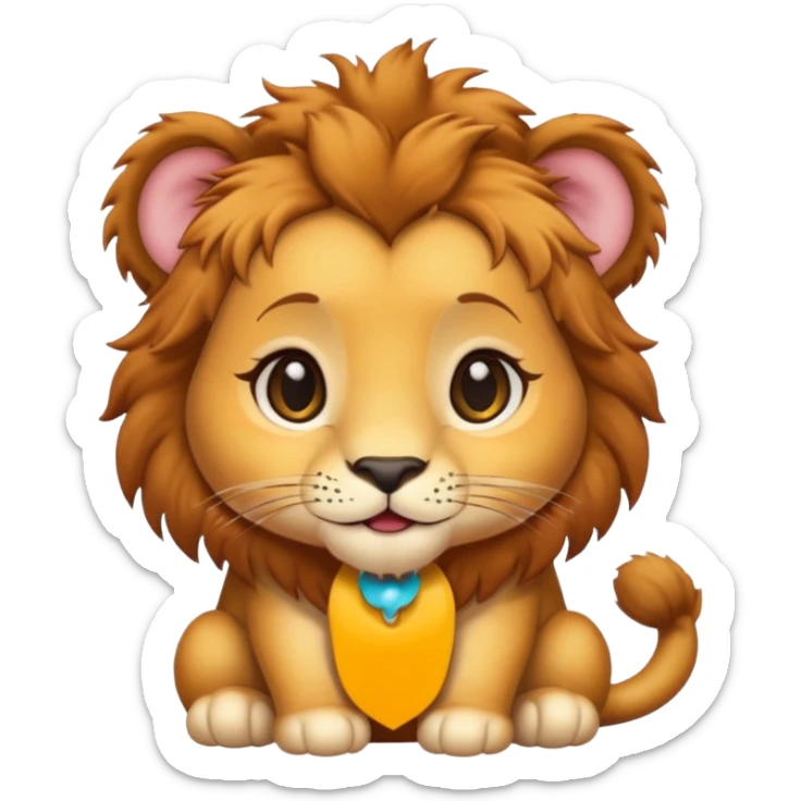 in lion family, only baby Girl lion., full body, single tail sticker