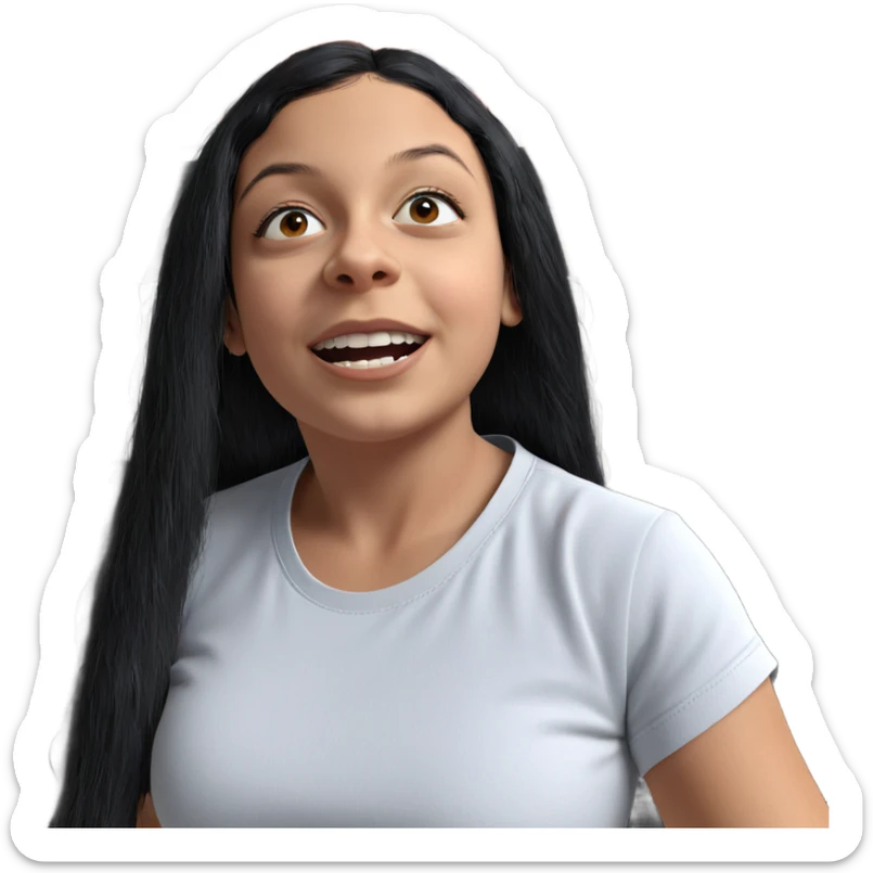 girl with black hair indoors sticker