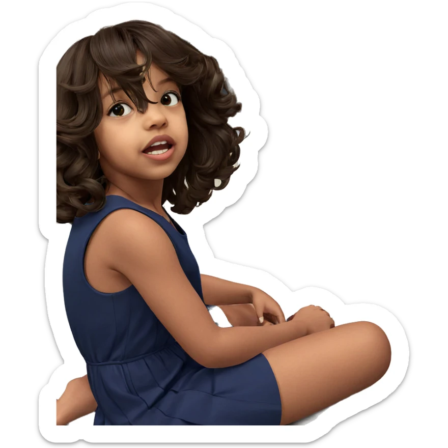 girls in dresses sitting down sticker