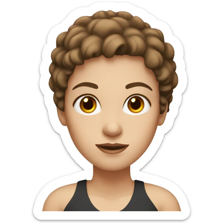 white woman with brown eyes, short brown hair sticker