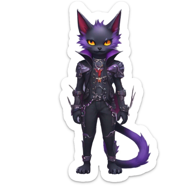 cool edgy black punk purple red ethereal fantasy nargacuga-bat-cat-Fakemon collar harness full body sticker