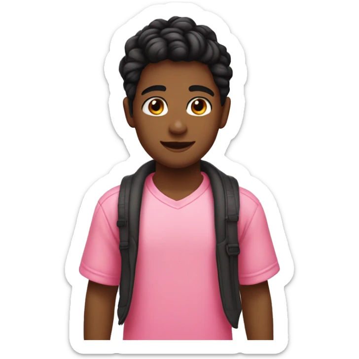a boy with girl hair : black hair and the tips of the hair MUST BE pink. a pink-to-red  sticker