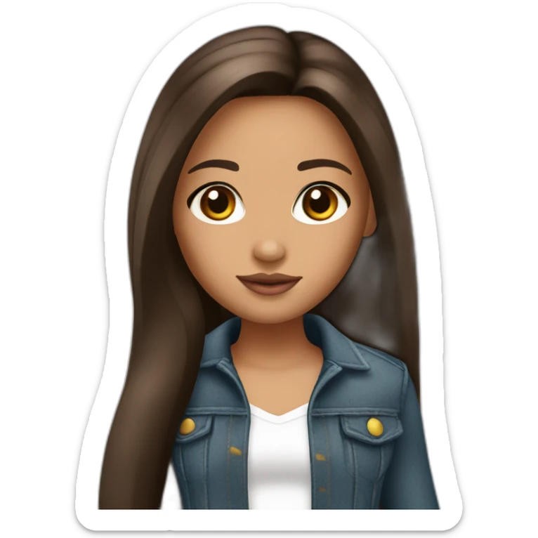 Bratz with a long straight brown hair and brown eyes  sticker