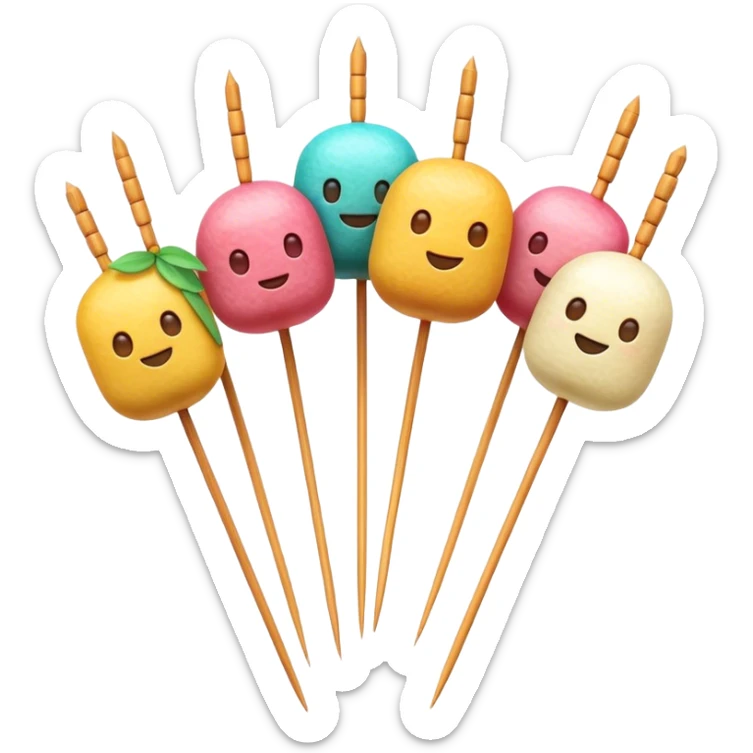 Cinematic Realistic Dango Dessert Emoji, showcasing colorful rice dumplings on skewers rendered with lifelike textures and soft, inviting lighting. sticker