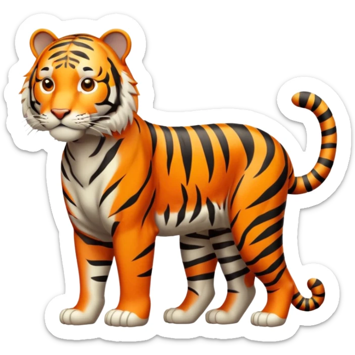 Create a single emoji of a Tiger in full body, shown at a slight side angle in a natural, characteristic pose. Cute and stylized like an emoji, but clearly recognizable.
 sticker