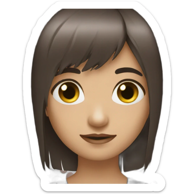 dark-brown-long-hair-fringe-girl-with-black -eyes Download emoji sticker