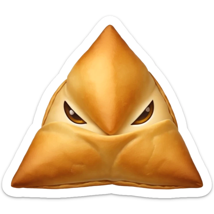 Create an emoji of rye Indian snack samosa . The emoji should have only one samosa at a time sticker
