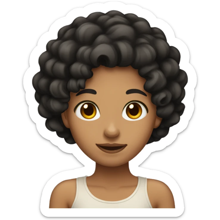 girl emoji with tan skin and black curly hair sticker