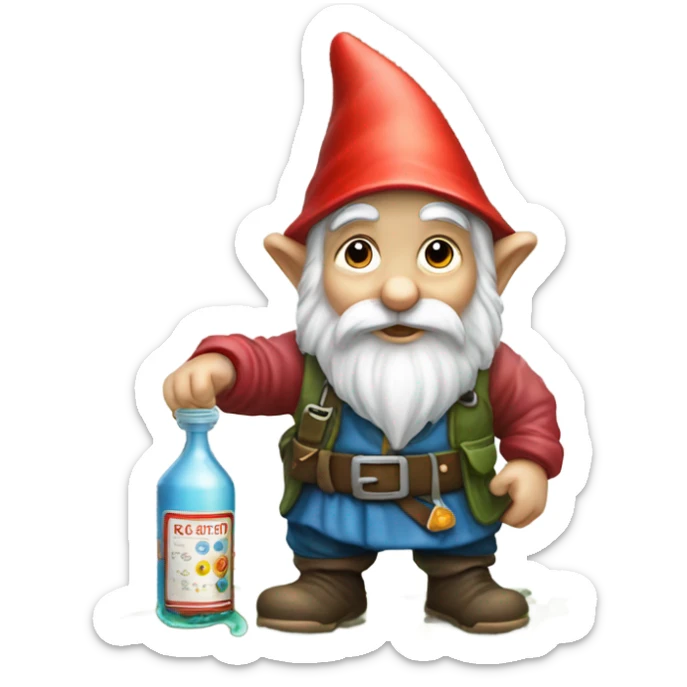 gnome pouring liquid on the ground as tribute to his homies sticker