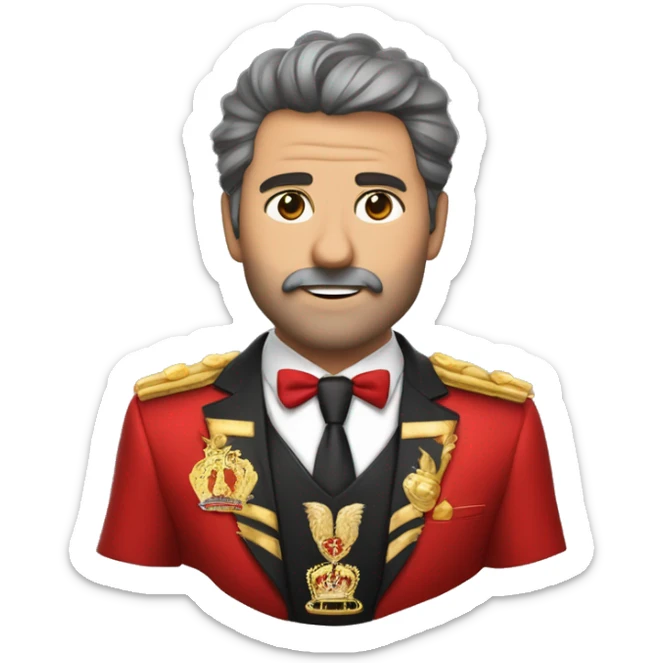 Un leon  rugiendo con corona de brillo de Reyna y cuerpo de mujer con traje rojo  sticker