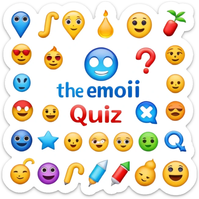 A title logo for "The Emoji Movie Quiz" with fun colorful movie and quiz elements sticker