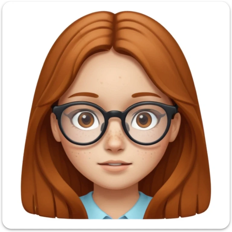Une adolescente avec des taches de rousseurs, des grandes lunettes, des cheveux châtains clair longs et lisses et des yeux marrons  sticker