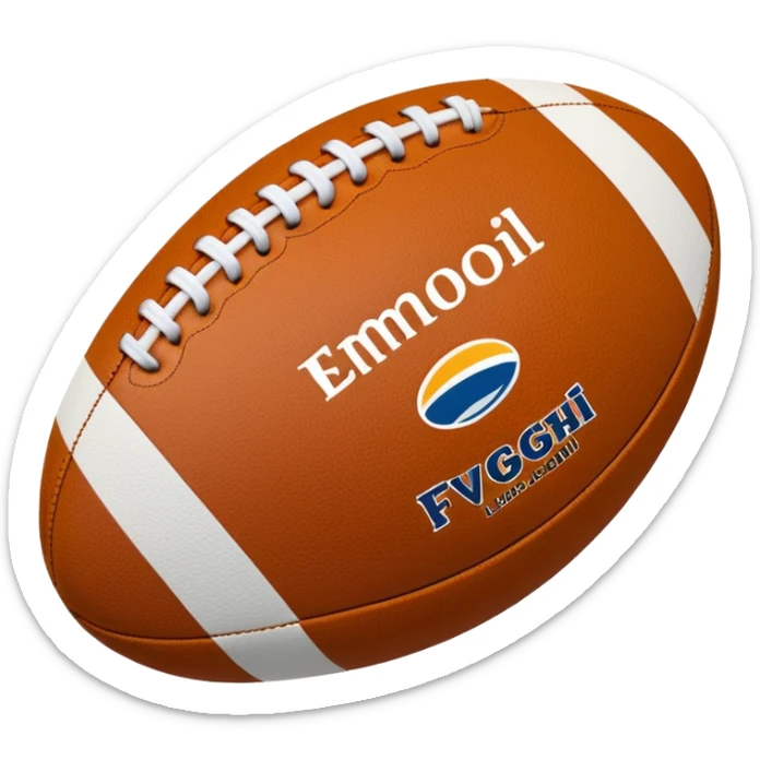 a rugby ball, but rather than it being colourful, it’s just white outline the same style as normal text.  sticker