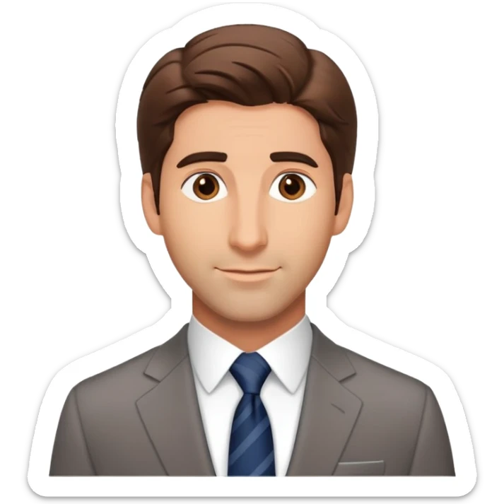 handsome Ross Geller from Friends TV show with well-styled brown hair and attractive features in a nice suit sticker