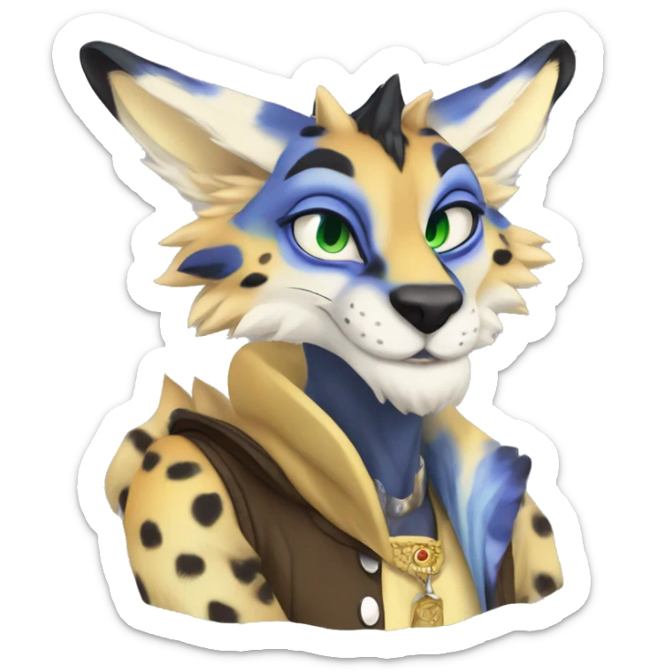 Anthro Epic Beautiful Handsome Pretty Colorful Sergal-Serval-Vernid full body sticker