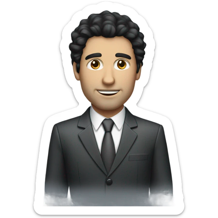 caucasian businessman black fluffy straight hair sticker