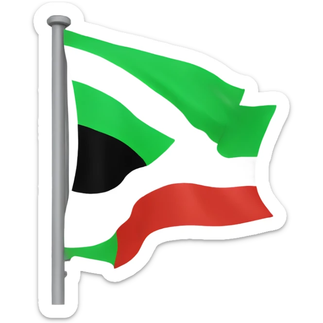 flag with 3 colors green, white and black. on the white color 3 red stars sticker