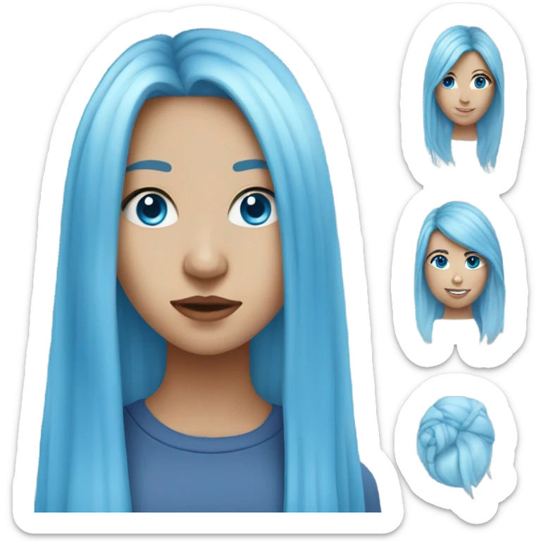 teenage girl with blue eyes and long blue hair and nose ring sticker