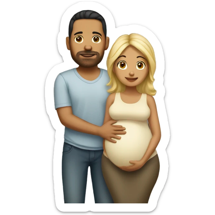 Latin pregnant wife and husband without facial hair blonde sticker