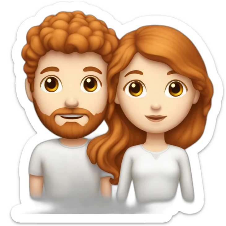 a redhead white girl who kiss a brown hair white boy with beard sticker