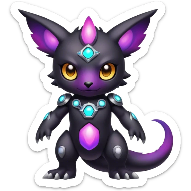 Cute cool colorful dark nebula fantasy-Digimon-animal-hybrid full body sticker