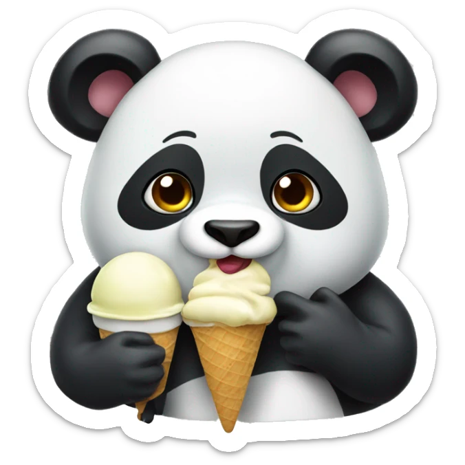 Panda eating ice cream sticker