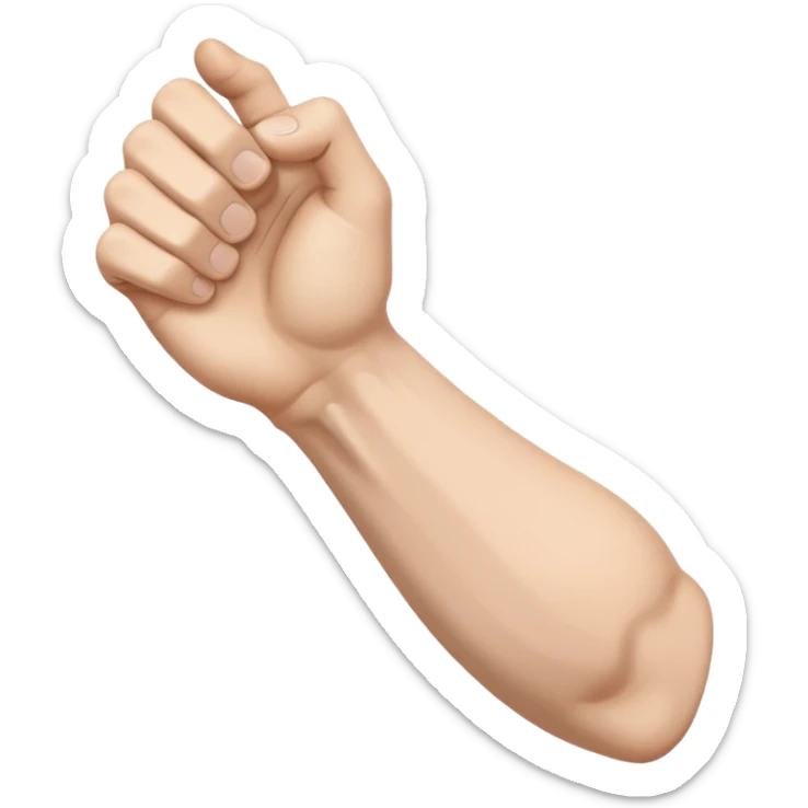a human arm and hand in the exact pose and style of the strong arm emoji 💪 but the arm is weak and thin, with no biceps, looking frail and limp sticker