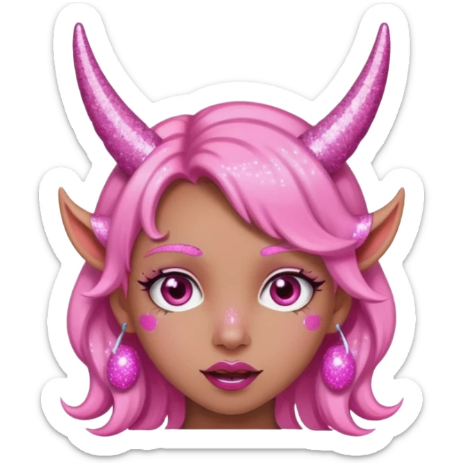 glitter pink girl naughty selfie glitter pink horns sticker