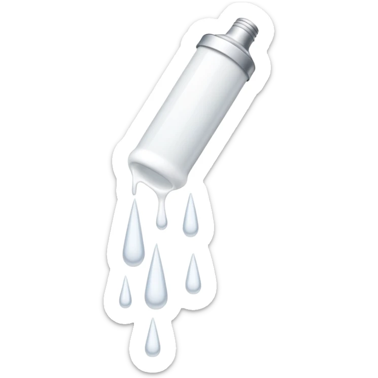 individual white glue white drops falling and dripping down out of a tube, all white sticker