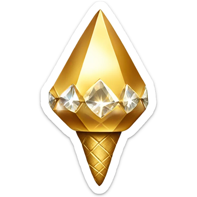 diamond Acorn, sparkling like a diamond, with short top and stem made of gold sticker