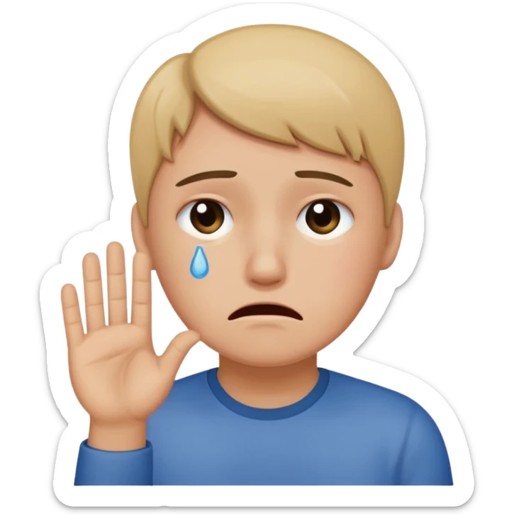 MAke me an emoji of someone crying and holding up the number 67 sticker