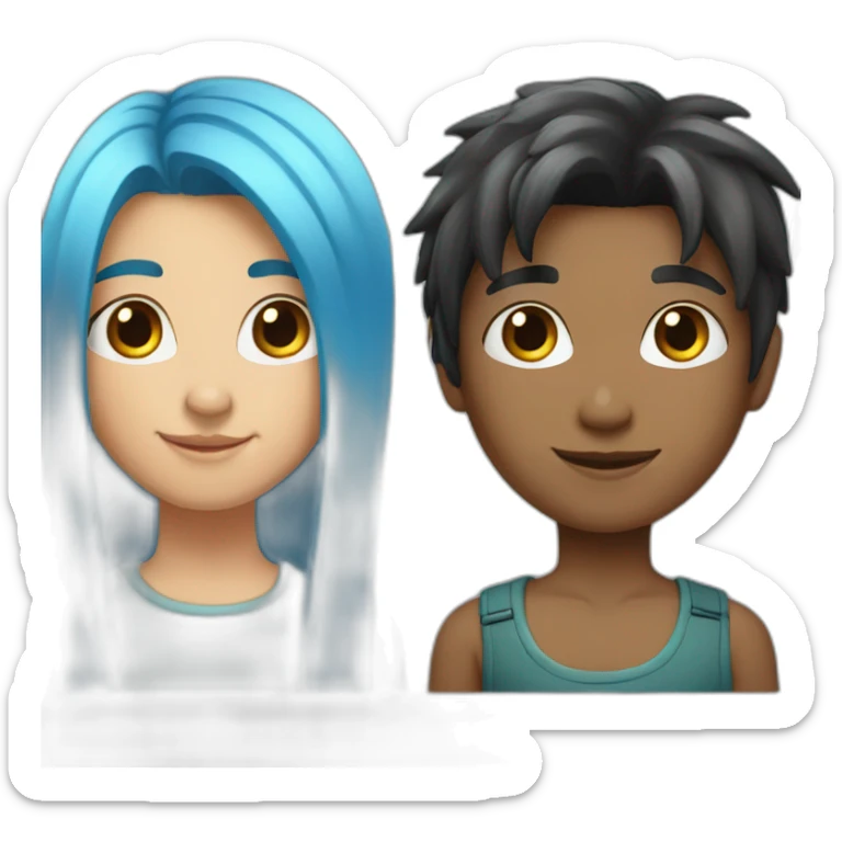 boy-with-blue-hair-and-girl-with-black-straight-long-hair sticker