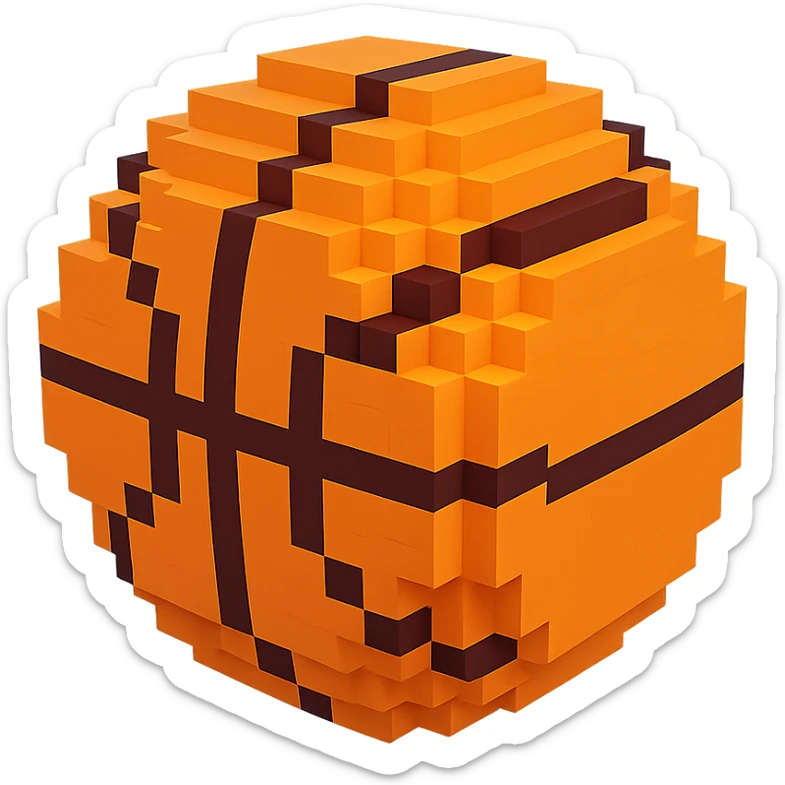 A simple and clear voxel-style basketball sticker