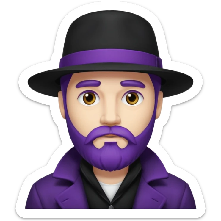 Give me png of a character having bold masculine beard and hairs with white skin which should look similar to a gangster, the colour tone should be purple sticker
