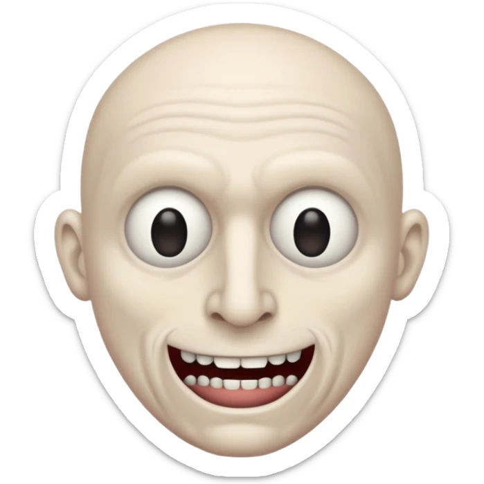 Creepy man with big mouth and no nose and ears no nose sticker