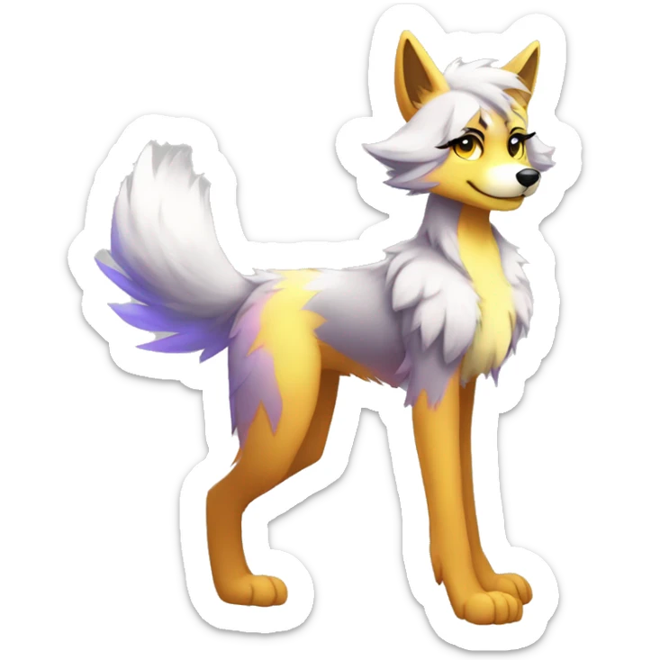 Anthro Colorful Shiny Falvie-Popparotzi-Sparkle-Wolf-sona full body sticker