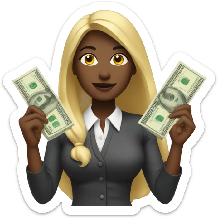 Woman with a lot of money  sticker