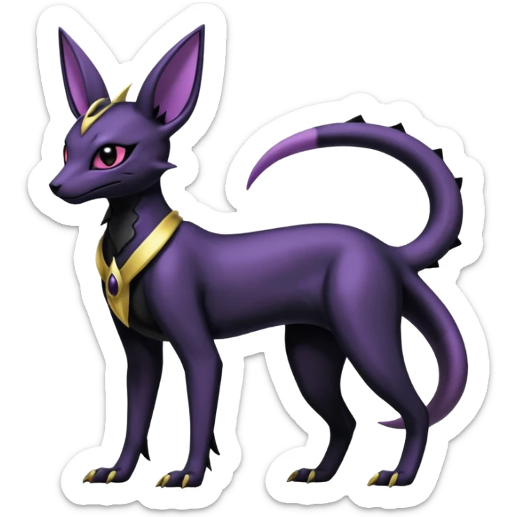 Shiny Dark Edgy Gothic Gloomy Futuristic Salandit-Umbreon-Espeon-Anubis-Hybrid (Full body) sticker