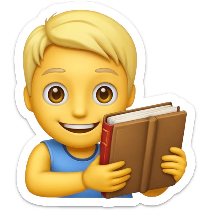 A emoji with a book in its hands like these but combined 😁📖 no pink thing on its face  sticker
