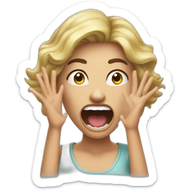A woman acting like a monster with her hand and her face says grrr. Both hands are visible !  sticker