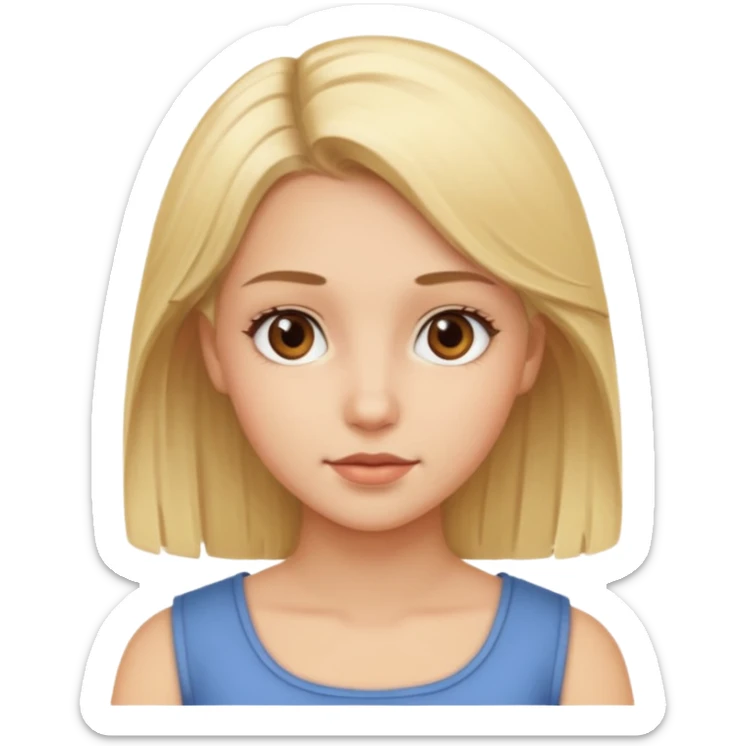 Make me a blonde girl with brown eyes, her hair a little past her shoulders. sticker