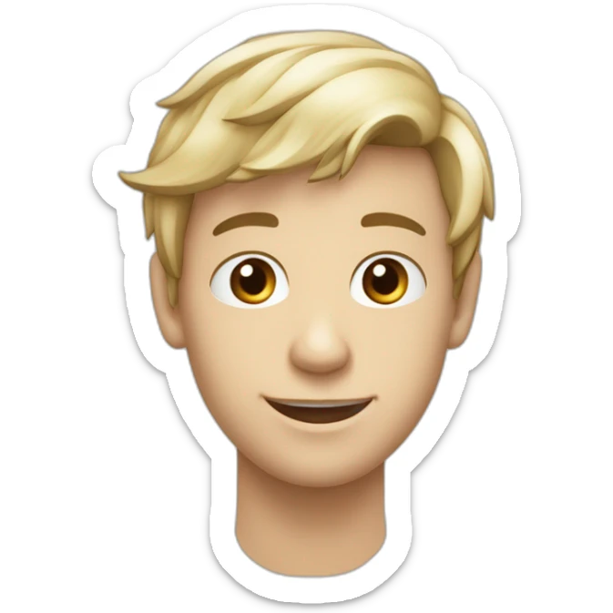 Jeune homme blanc avec cheveux blancs, vers l’avant, qui fait une grimace de travers très drôle et très marqué sticker