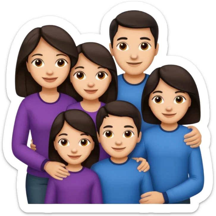 Light skin dark hair, Hispanic family of 6 sticker