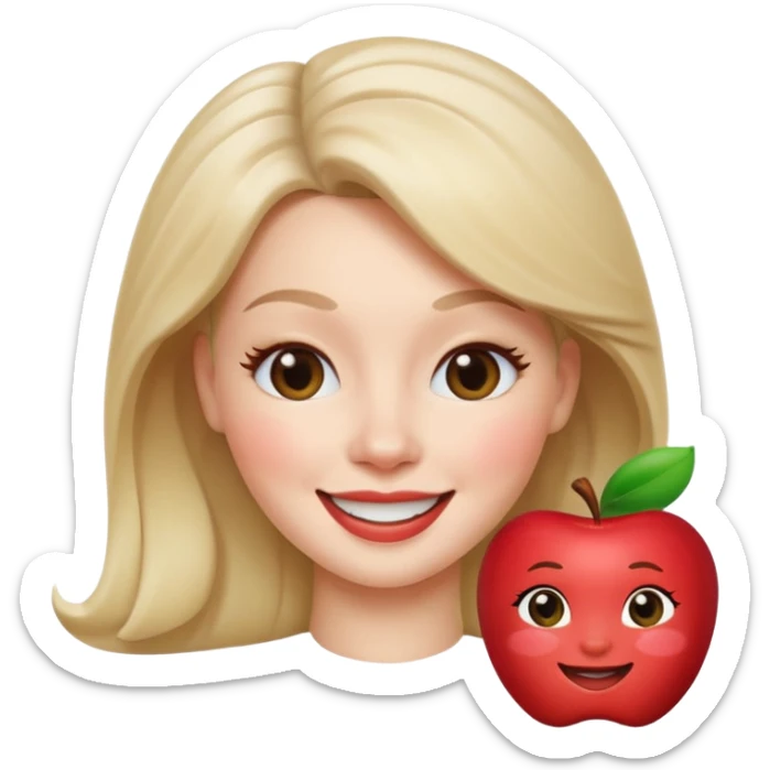 beauty white skin woman apple memoji style winking sticker