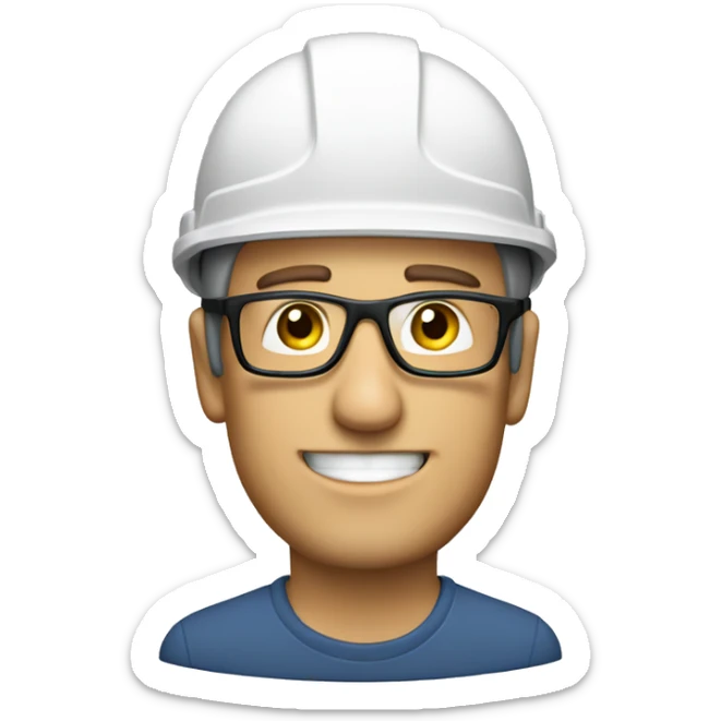 Caucasian man wearing a safety helmet, safety glasses and earplugs sticker
