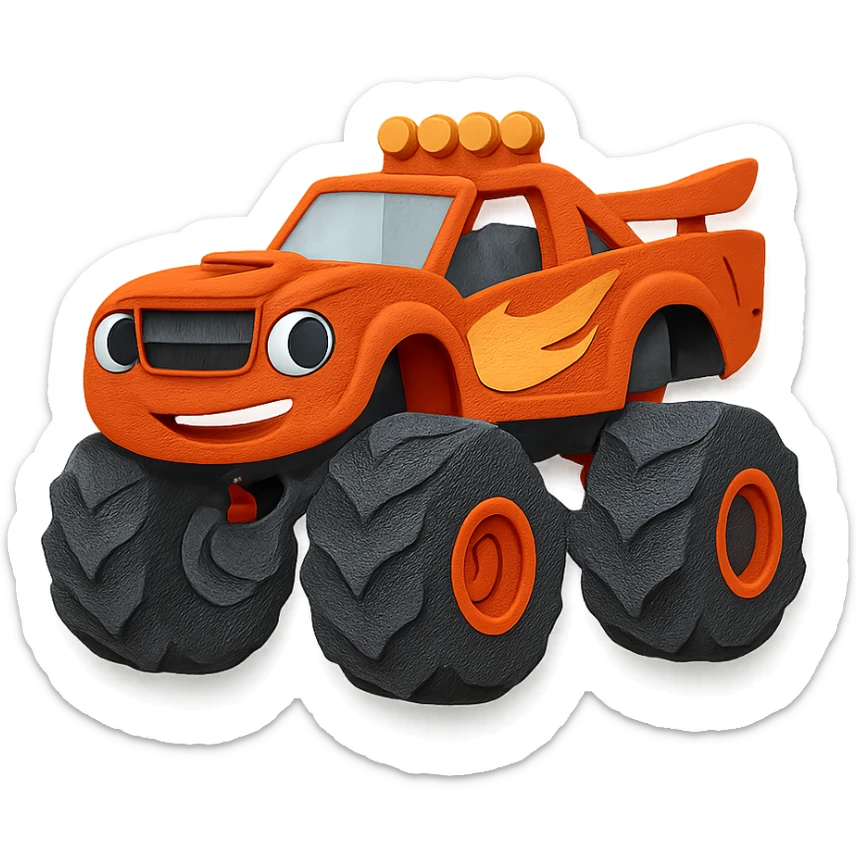 Blaze from Blaze and the Monster Machines in a paper craft style, layered paper effect sticker