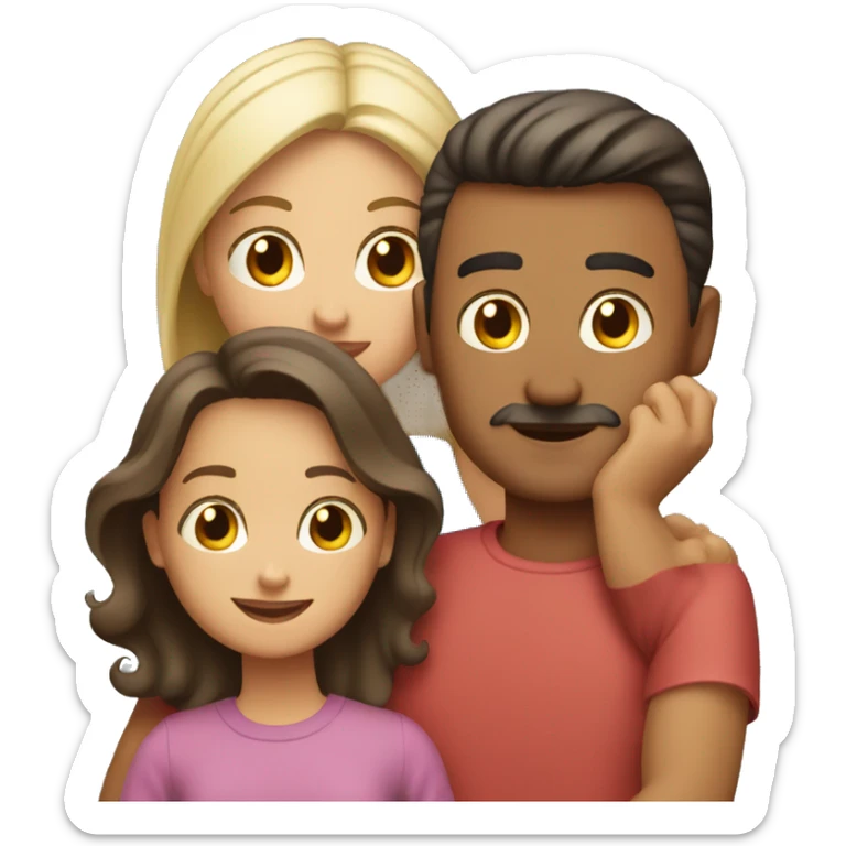 Family (Latino dad and 2 kids girls and white mom) sticker